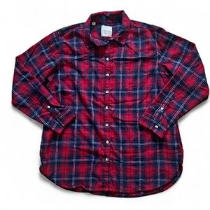 Jach’s Girlfriend Red and blue plaid button-up warm and soft flannel shirt